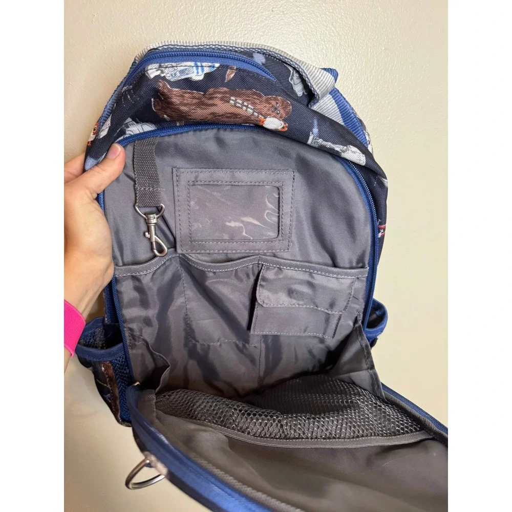 Pottery Barn Kids Star Wars Backpack Navy Blue R2-D2 Chewbacca AT-AT Print